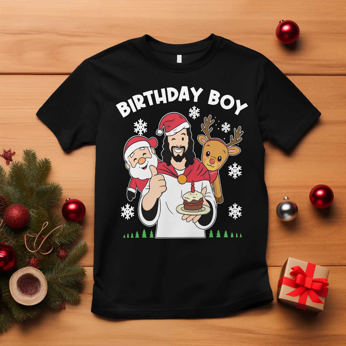 Birthday Boy Jesus Christmas T Shirt Christian Xmas TS10 Black Print Your Wear