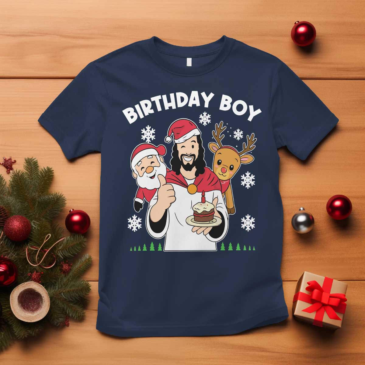 Birthday Boy Jesus Christmas T Shirt Christian Xmas TS10 Navy Print Your Wear
