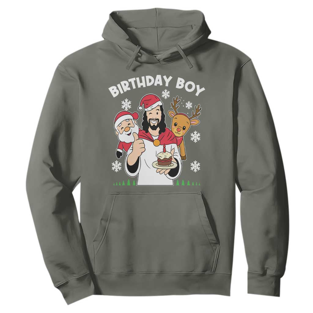 Birthday Boy Jesus Christmas Hoodie Christian Xmas TS10 Military Green Print Your Wear