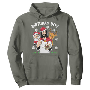 Birthday Boy Jesus Christmas Hoodie Christian Xmas TS10 Military Green Print Your Wear