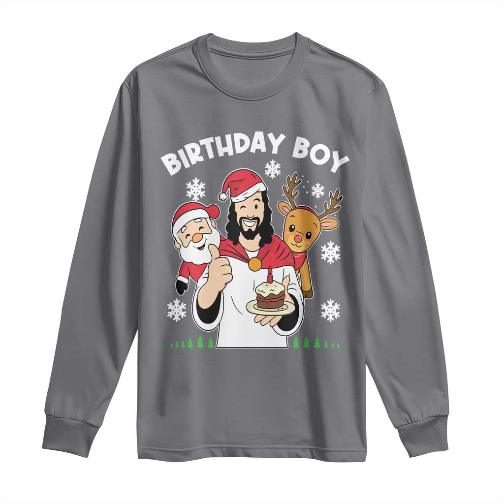 Birthday Boy Jesus Christmas Long Sleeve Shirt Christian Xmas TS10 Charcoal Print Your Wear