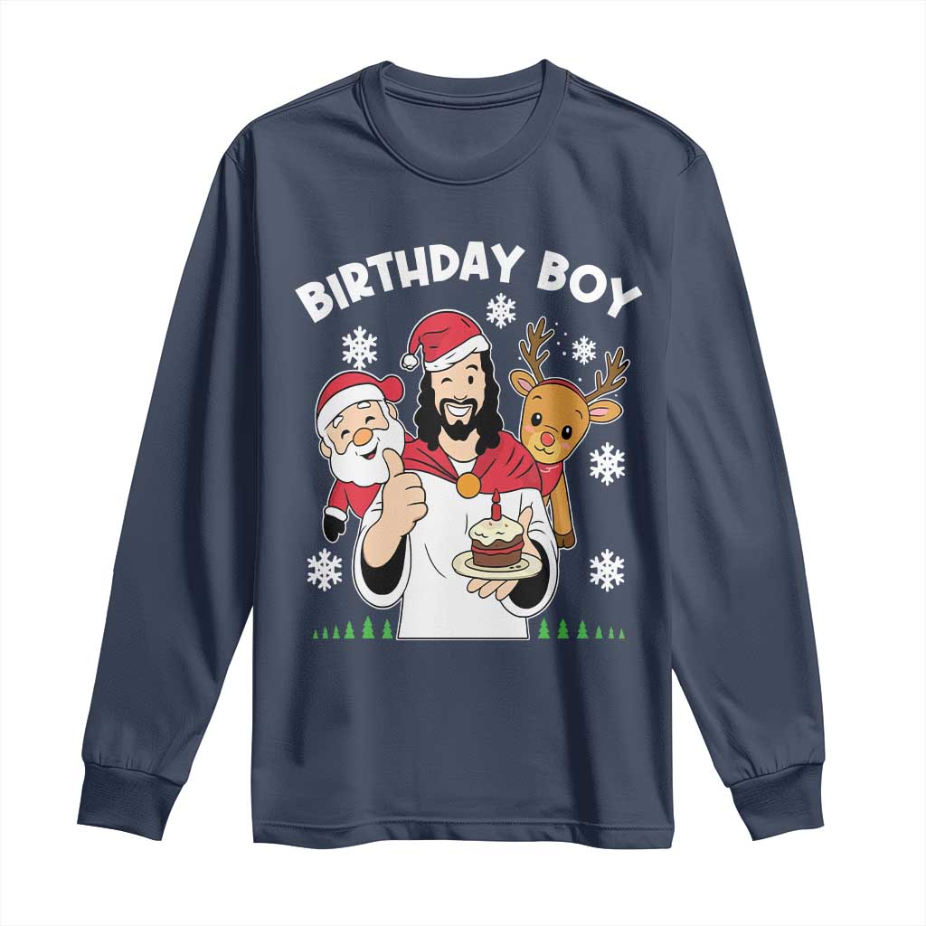 Birthday Boy Jesus Christmas Long Sleeve Shirt Christian Xmas TS10 Navy Print Your Wear