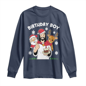 Birthday Boy Jesus Christmas Long Sleeve Shirt Christian Xmas TS10 Navy Print Your Wear