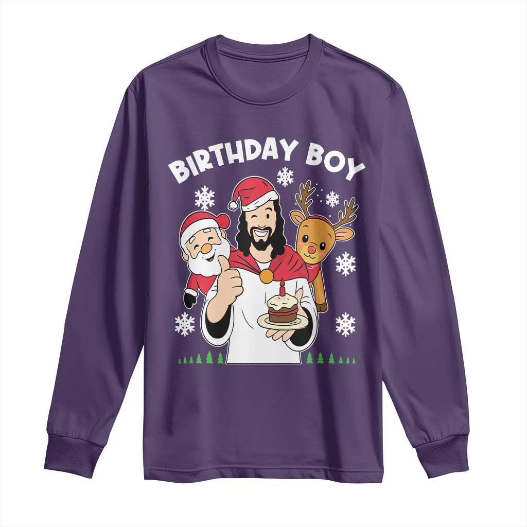 Birthday Boy Jesus Christmas Long Sleeve Shirt Christian Xmas TS10 Purple Print Your Wear