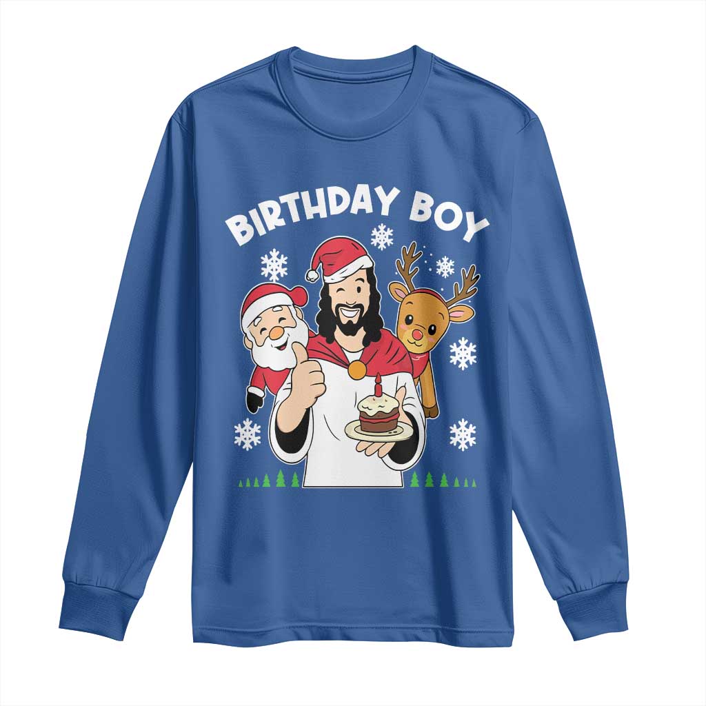 Birthday Boy Jesus Christmas Long Sleeve Shirt Christian Xmas TS10 Royal Blue Print Your Wear