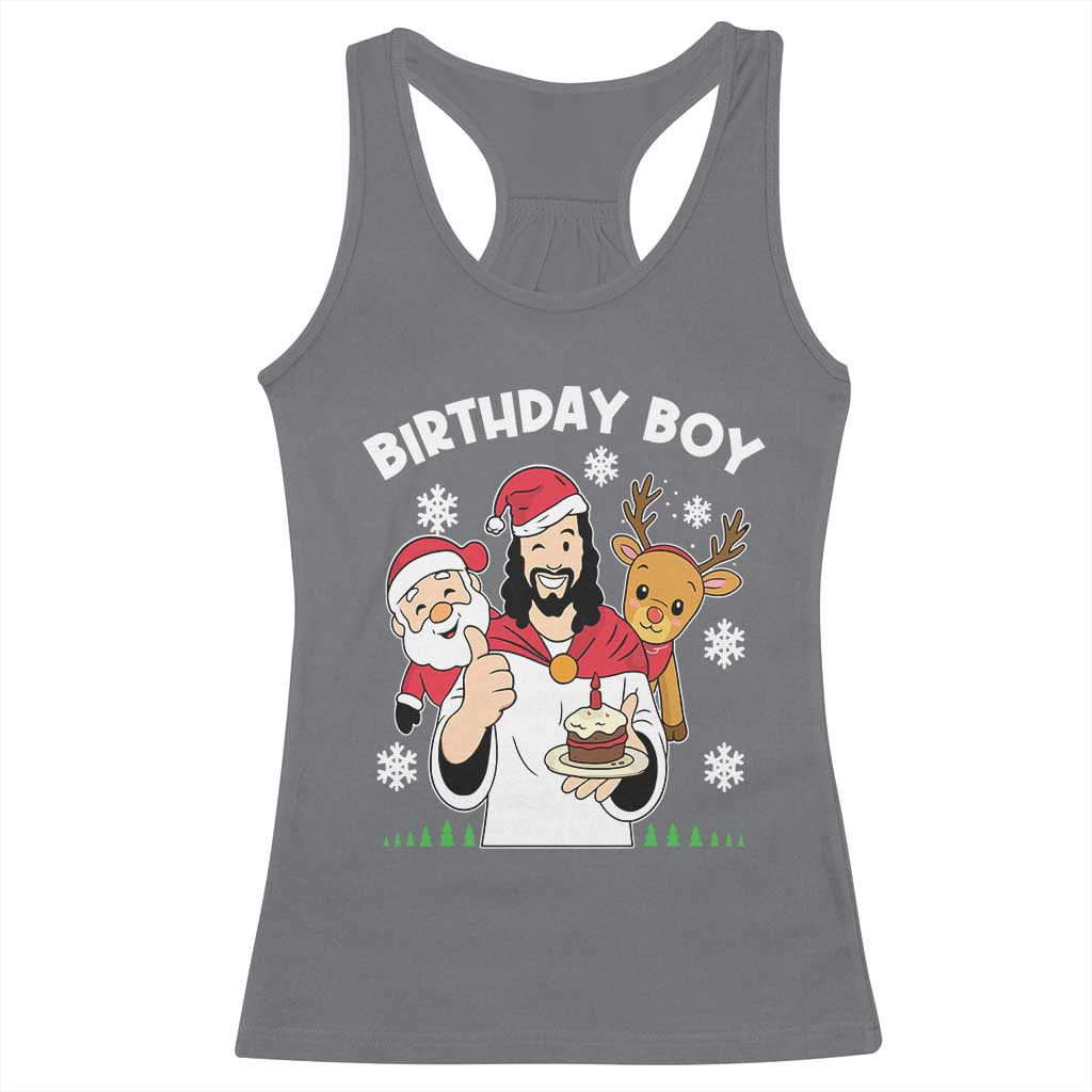 Birthday Boy Jesus Christmas Racerback Tank Top Christian Xmas TS10 Charcoal Print Your Wear