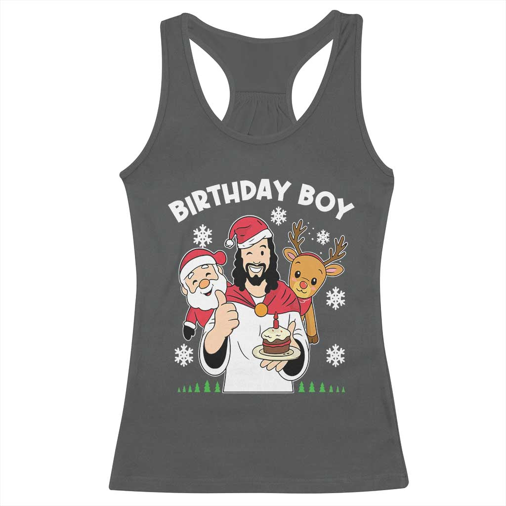Birthday Boy Jesus Christmas Racerback Tank Top Christian Xmas TS10 Dark Heather Print Your Wear