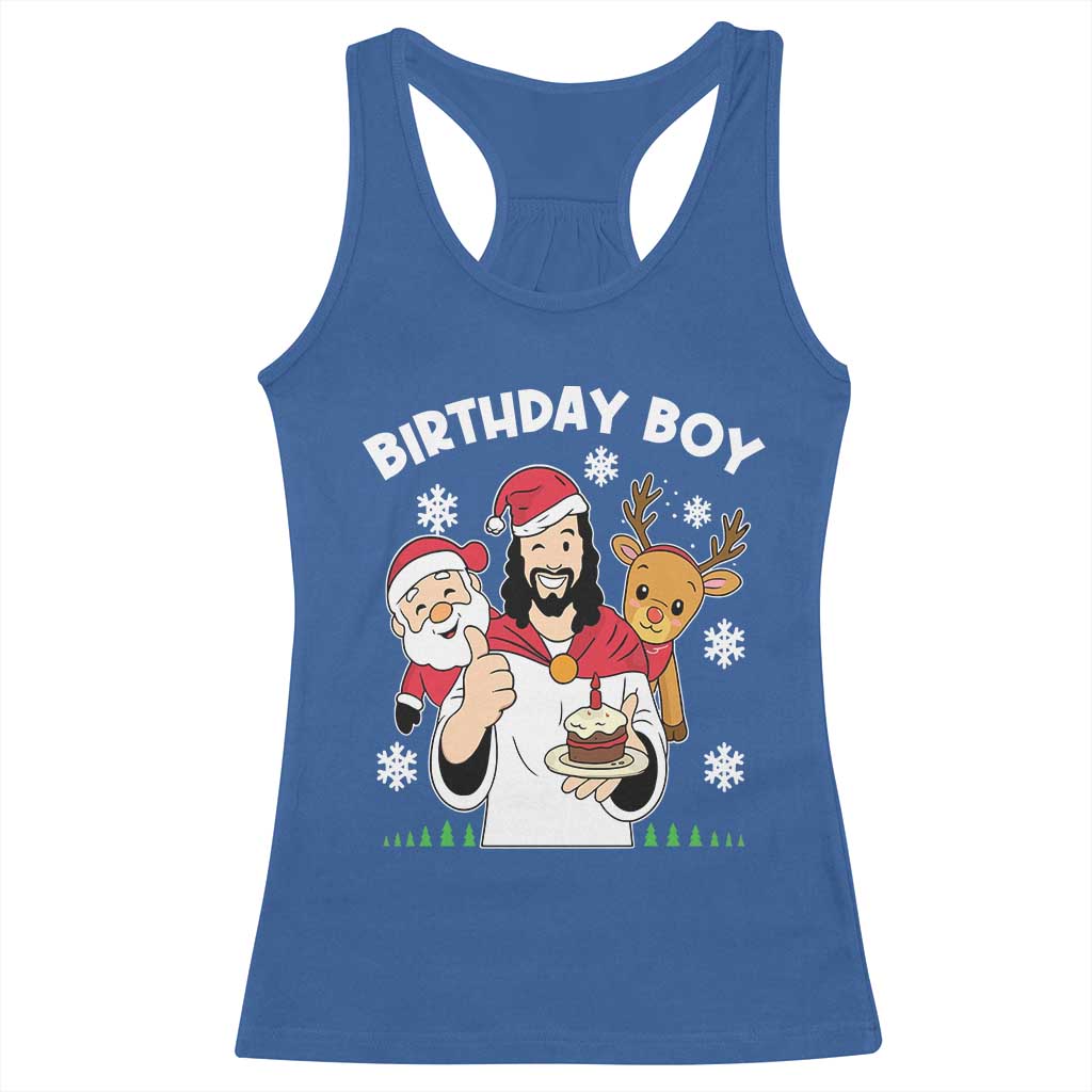 Birthday Boy Jesus Christmas Racerback Tank Top Christian Xmas TS10 Royal Blue Print Your Wear