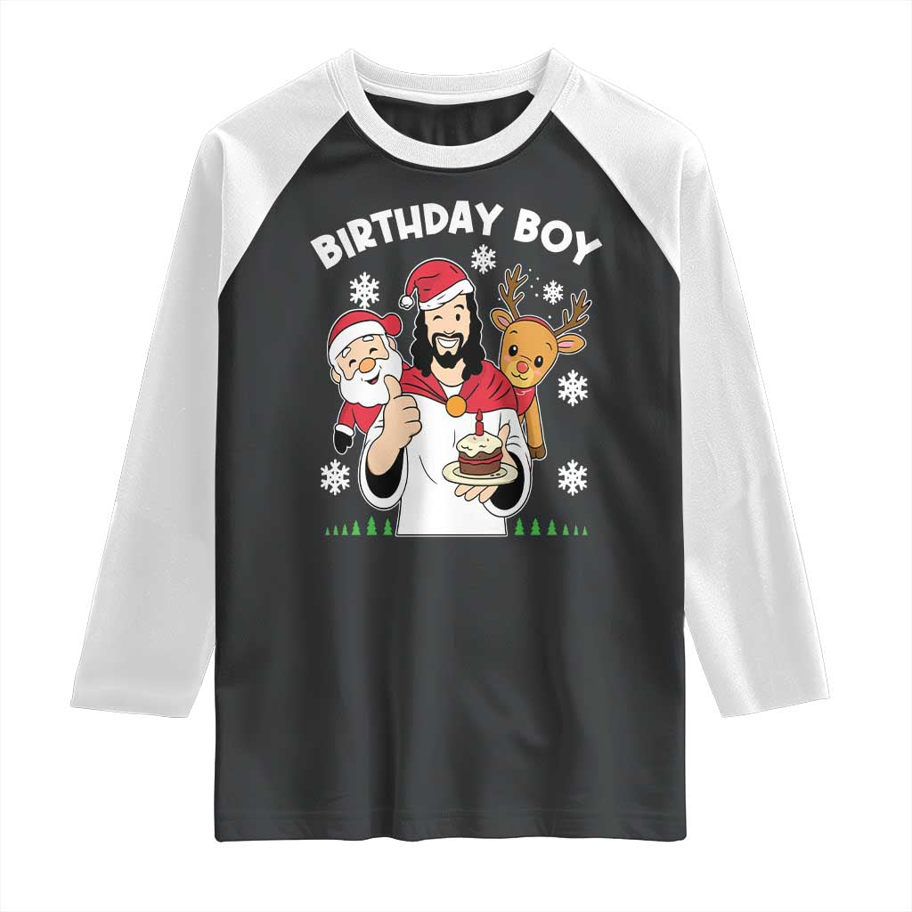 Birthday Boy Jesus Christmas Raglan Shirt Christian Xmas TS10 Black White Print Your Wear