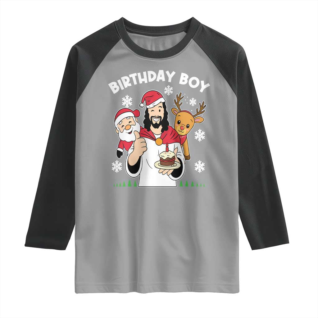 Birthday Boy Jesus Christmas Raglan Shirt Christian Xmas TS10 Sport Gray Black Print Your Wear