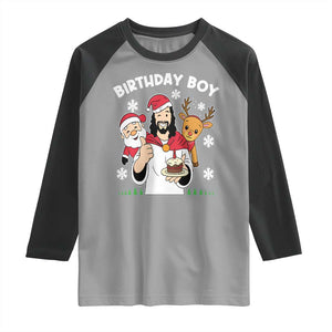Birthday Boy Jesus Christmas Raglan Shirt Christian Xmas TS10 Sport Gray Black Print Your Wear