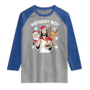 Birthday Boy Jesus Christmas Raglan Shirt Christian Xmas TS10 Sport Gray Royal Print Your Wear