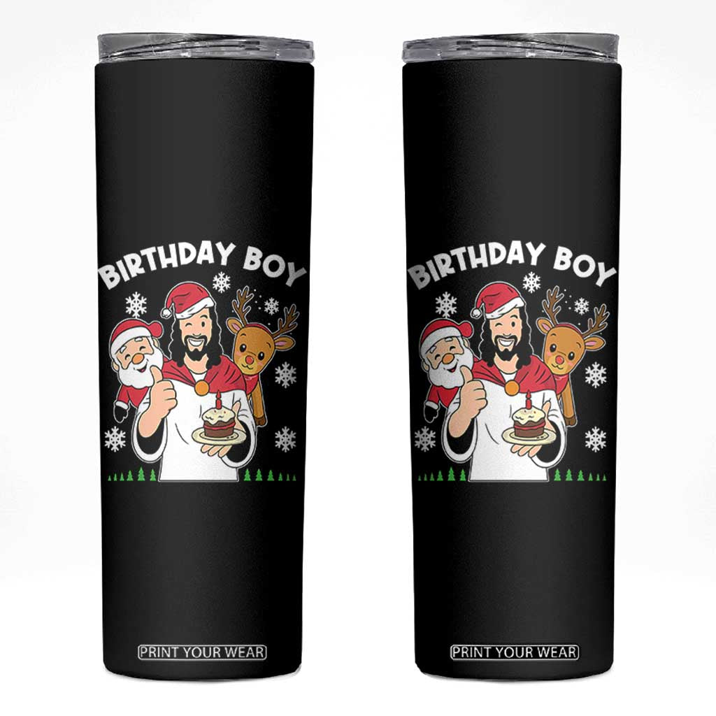 Birthday Boy Jesus Christmas Skinny Tumbler Christian Xmas TS10 Black Print Your Wear