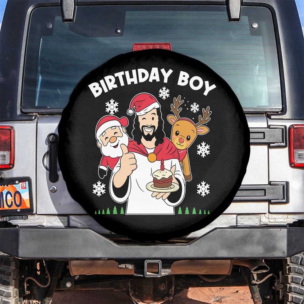 Birthday Boy Jesus Christmas Spare Tire Cover Christian Xmas TS10 No hole Black Print Your Wear