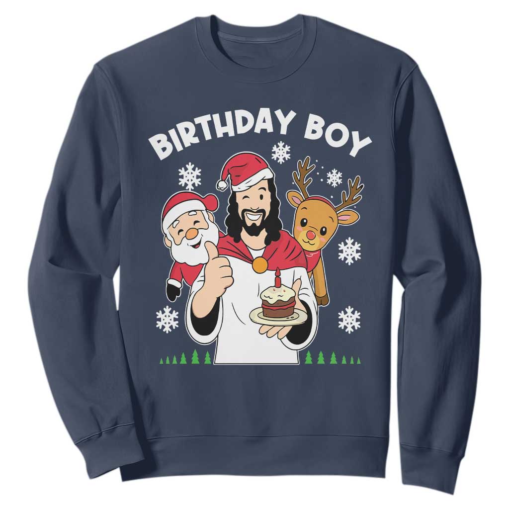 Birthday Boy Jesus Christmas Sweatshirt Christian Xmas TS10 Navy Print Your Wear
