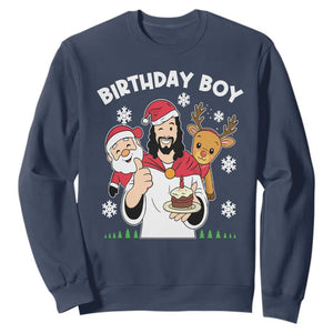 Birthday Boy Jesus Christmas Sweatshirt Christian Xmas TS10 Navy Print Your Wear