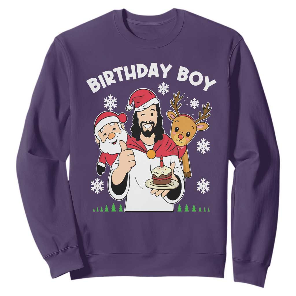 Birthday Boy Jesus Christmas Sweatshirt Christian Xmas TS10 Purple Print Your Wear