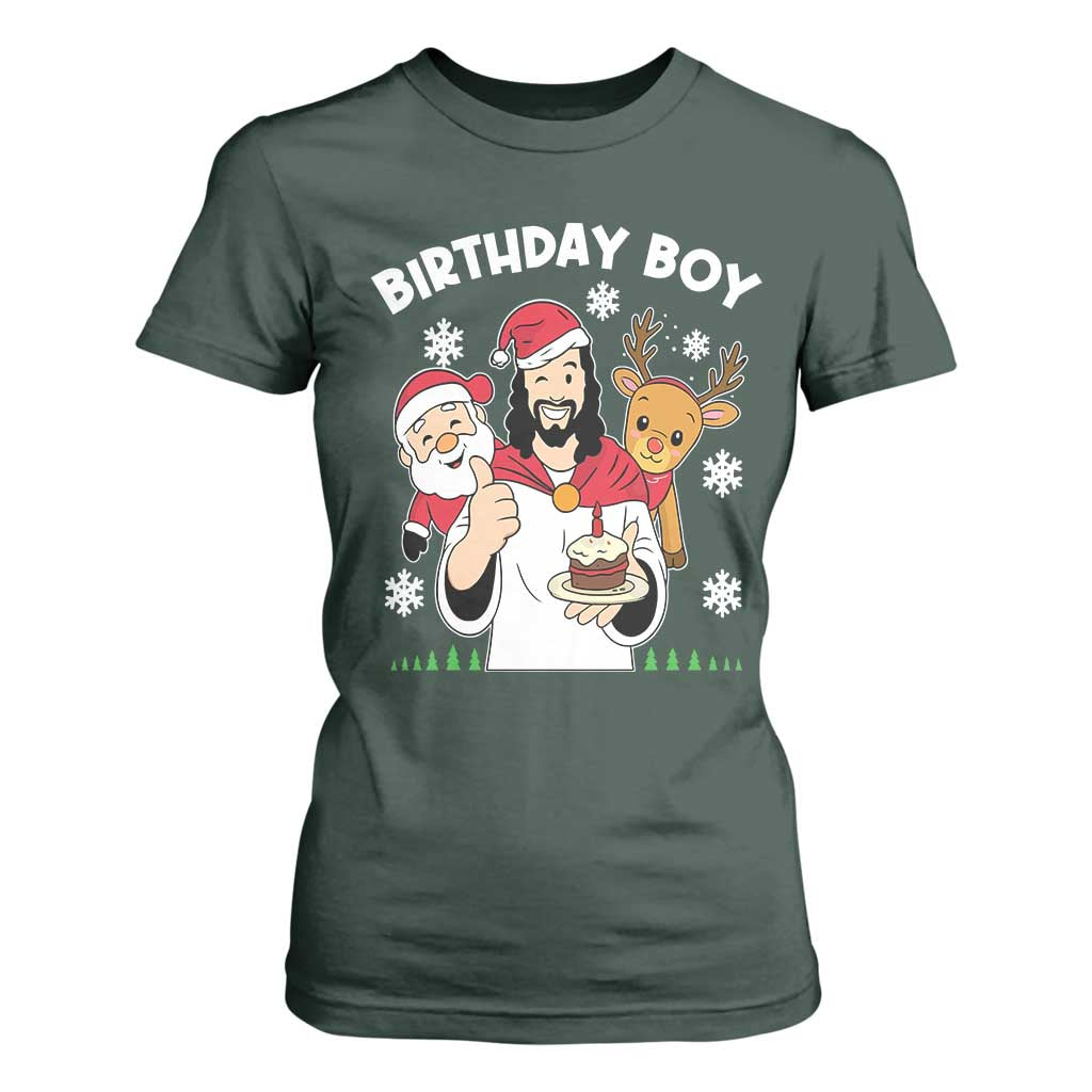 Birthday Boy Jesus Christmas T Shirt For Women Christian Xmas TS10 Dark Forest Green Print Your Wear