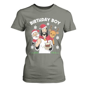 Birthday Boy Jesus Christmas T Shirt For Women Christian Xmas TS10 Military Green Print Your Wear