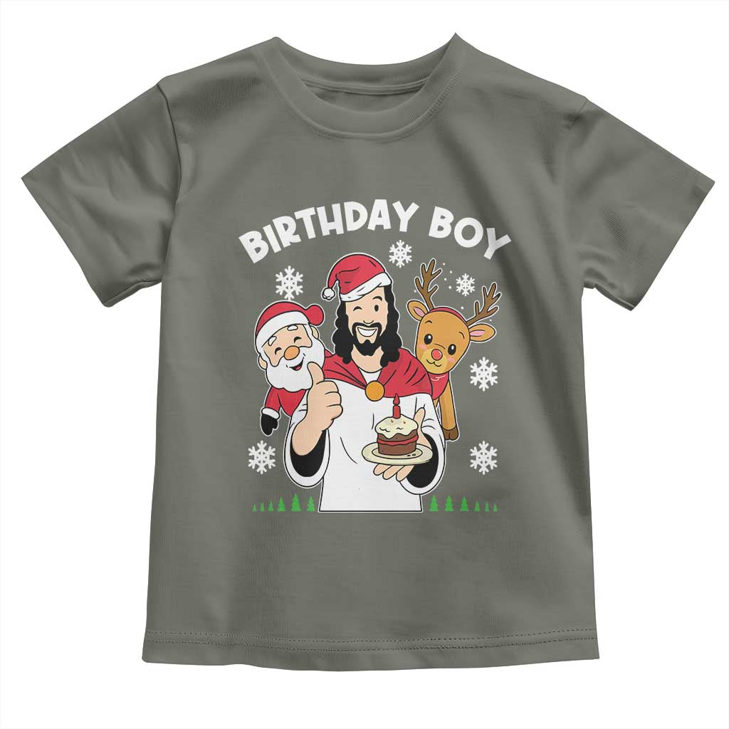 Birthday Boy Jesus Christmas Toddler T Shirt Christian Xmas TS10 Military Green Print Your Wear