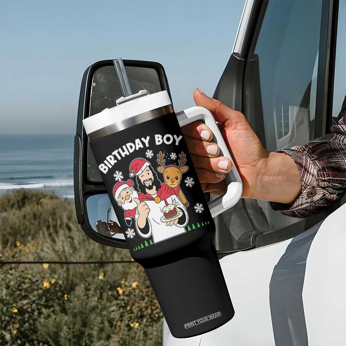 Birthday Boy Jesus Christmas Tumbler With Handle Christian Xmas TS10 Print Your Wear