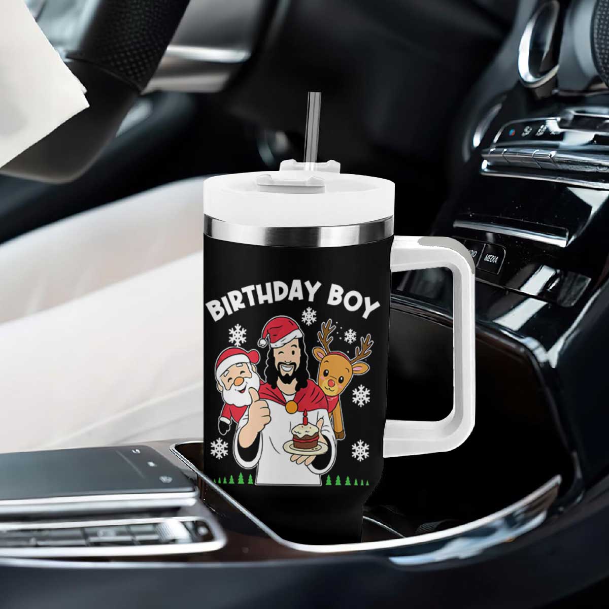 Birthday Boy Jesus Christmas Tumbler With Handle Christian Xmas TS10 Print Your Wear
