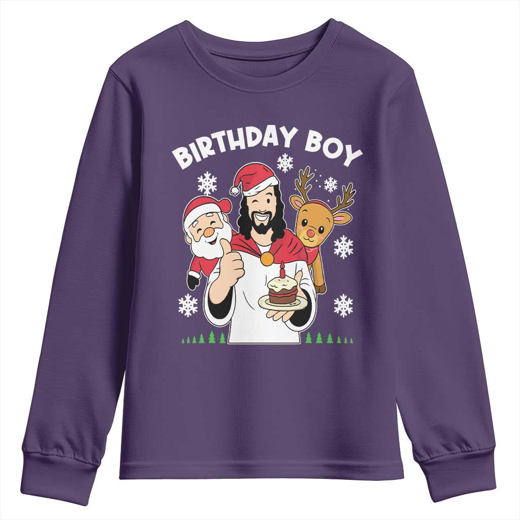 Birthday Boy Jesus Christmas Youth Sweatshirt Christian Xmas TS10 Purple Print Your Wear