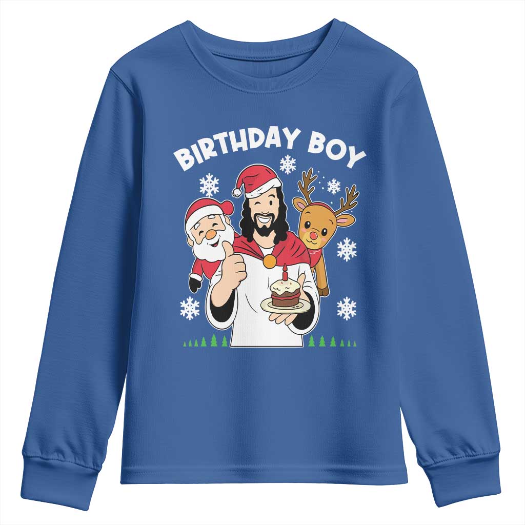 Birthday Boy Jesus Christmas Youth Sweatshirt Christian Xmas TS10 Royal Blue Print Your Wear