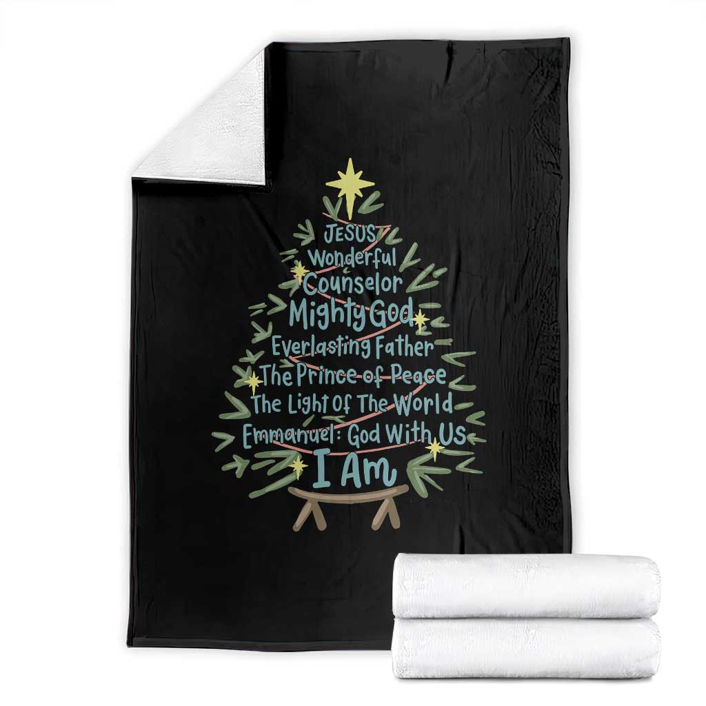 Jesus Names Christmas Tree Throw Blanket Christian Bible Verse Xmas TS10 Black Print Your Wear