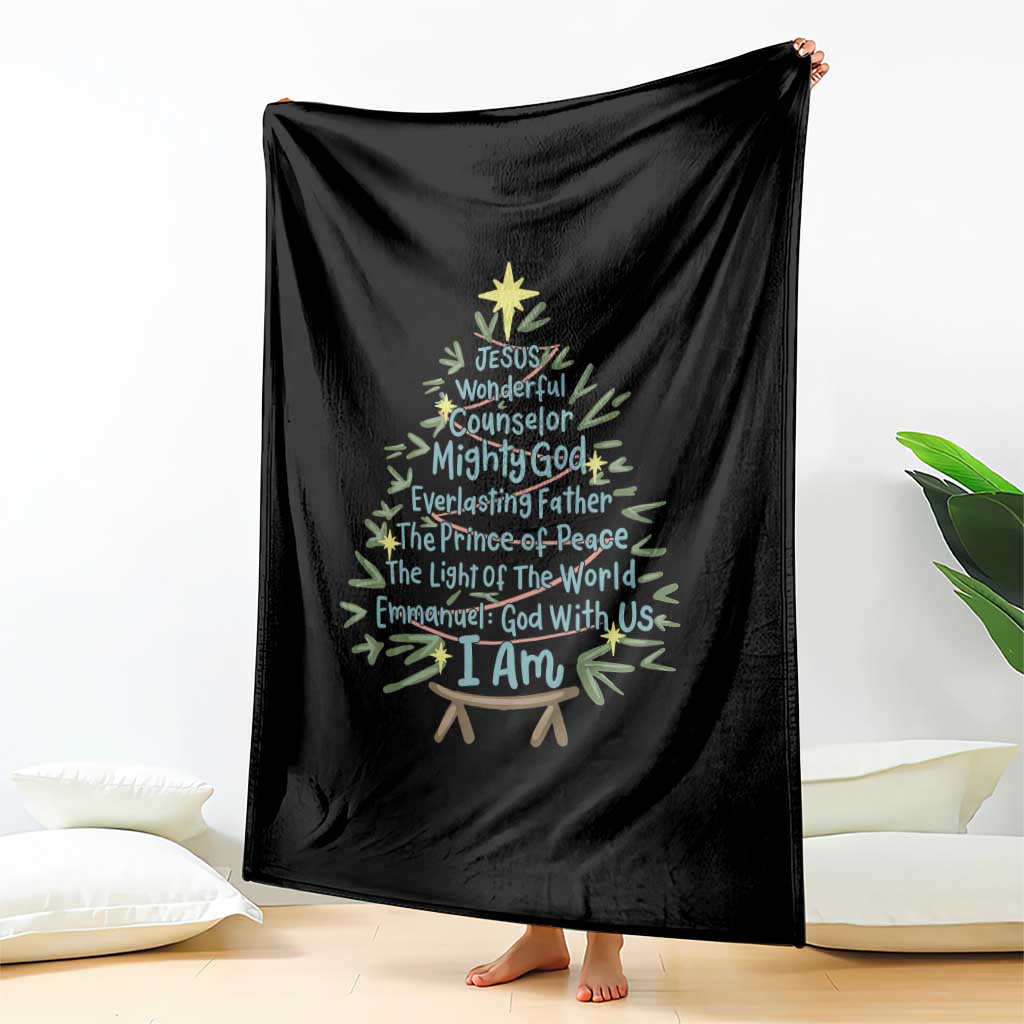 Jesus Names Christmas Tree Throw Blanket Christian Bible Verse Xmas TS10 Print Your Wear