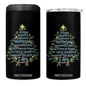 Jesus Names Christmas Tree 4 in 1 Can Cooler Tumbler Christian Bible Verse Xmas TS10 One Size: 16 oz Black Print Your Wear