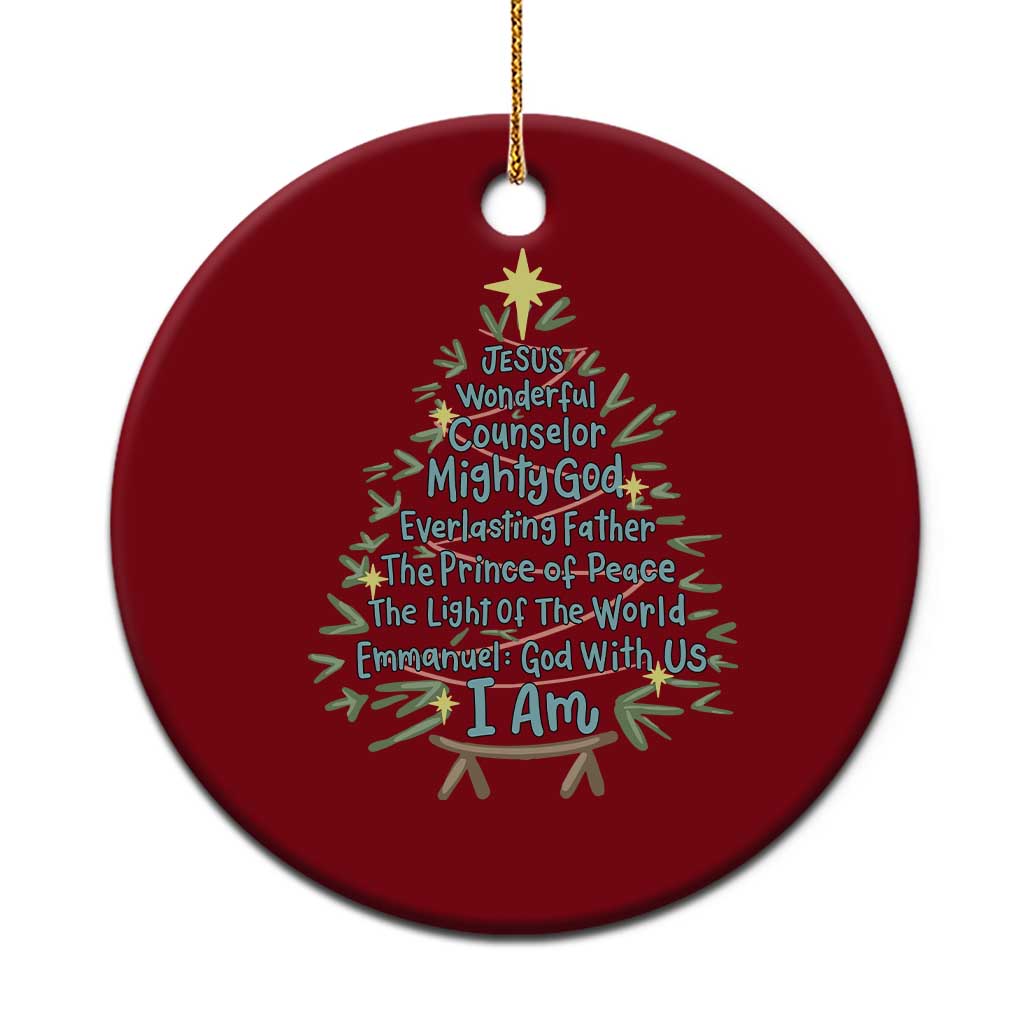 Jesus Names Christmas Tree Ceramic Ornament Christian Bible Verse Xmas TS10 1pc Red Print Your Wear