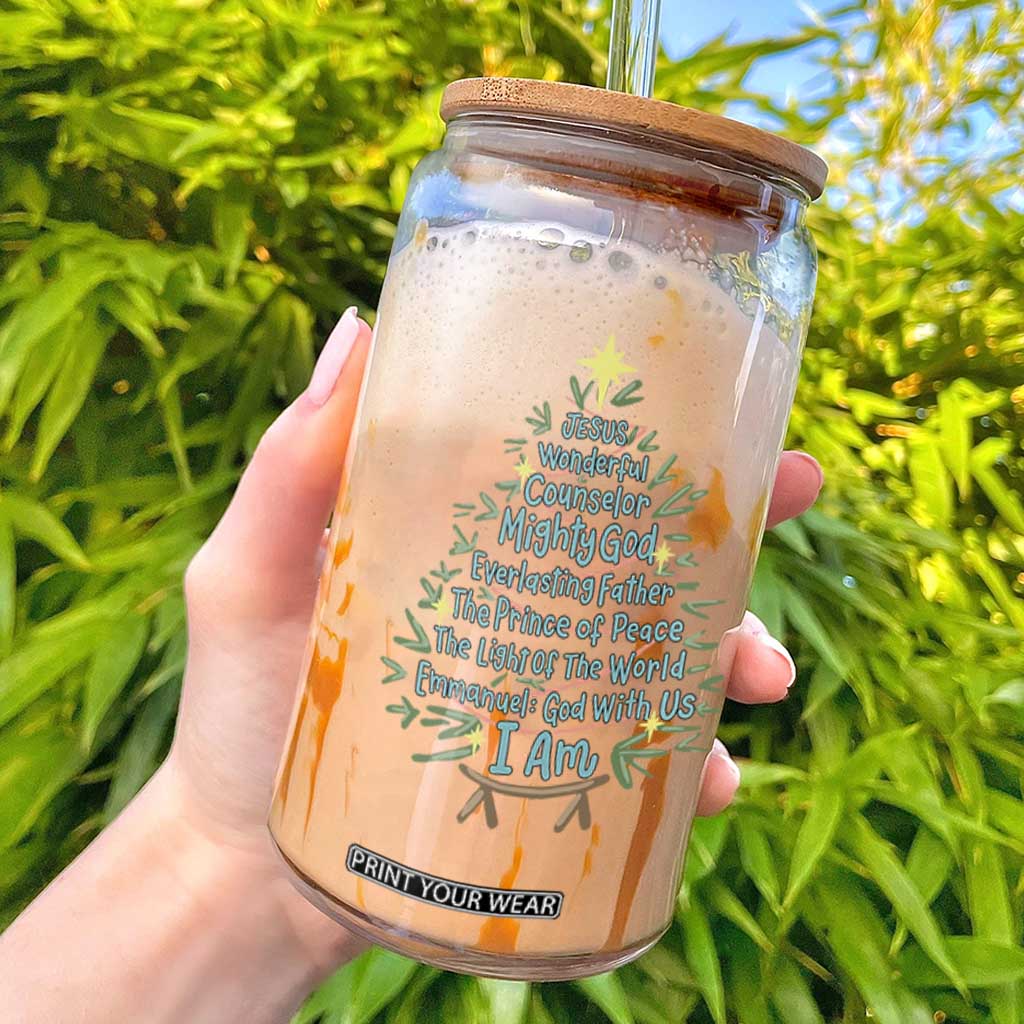 Jesus Names Christmas Tree Glass Can Christian Bible Verse Xmas TS10 Black Print Your Wear