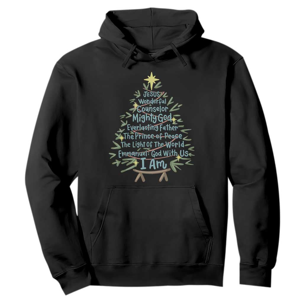Jesus Names Christmas Tree Hoodie Christian Bible Verse Xmas TS10 Black Print Your Wear