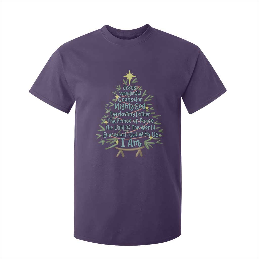 Jesus Names Christmas Tree T Shirt For Kid Christian Bible Verse Xmas TS10 Purple Print Your Wear