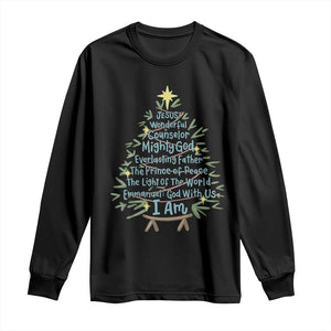 Jesus Names Christmas Tree Long Sleeve Shirt Christian Bible Verse Xmas TS10 Black Print Your Wear