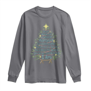 Jesus Names Christmas Tree Long Sleeve Shirt Christian Bible Verse Xmas TS10 Charcoal Print Your Wear