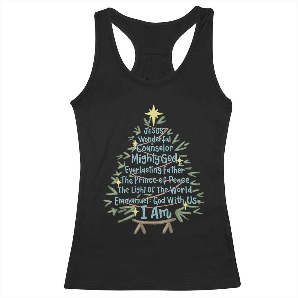 Jesus Names Christmas Tree Racerback Tank Top Christian Bible Verse Xmas TS10 Black Print Your Wear