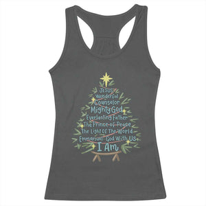 Jesus Names Christmas Tree Racerback Tank Top Christian Bible Verse Xmas TS10 Dark Heather Print Your Wear