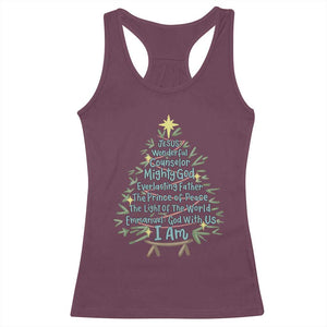 Jesus Names Christmas Tree Racerback Tank Top Christian Bible Verse Xmas TS10 Maroon Print Your Wear