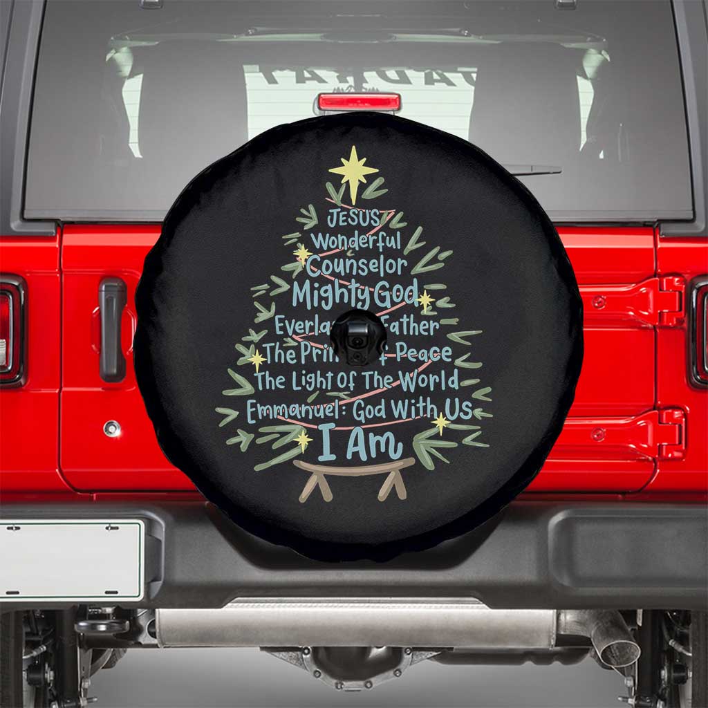Jesus Names Christmas Tree Spare Tire Cover Christian Bible Verse Xmas TS10 Black Print Your Wear