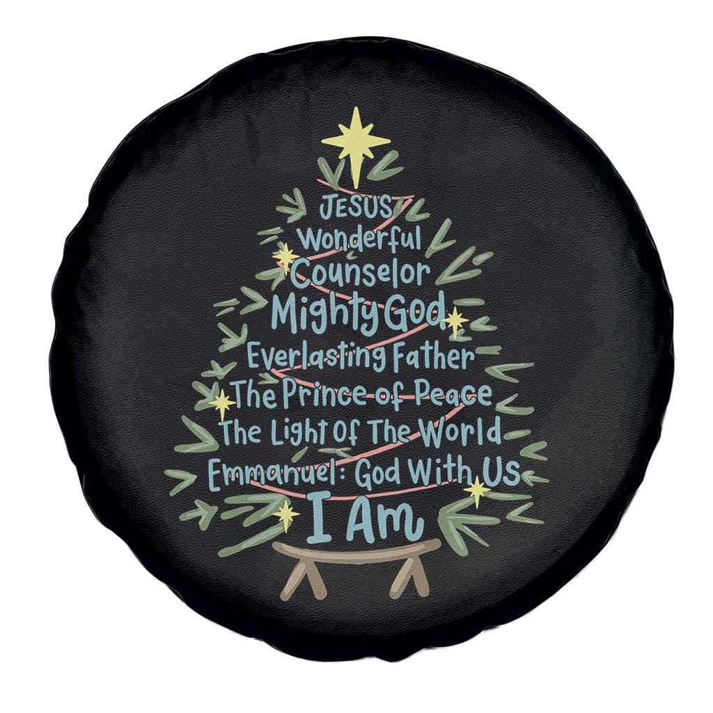 Jesus Names Christmas Tree Spare Tire Cover Christian Bible Verse Xmas TS10 Print Your Wear