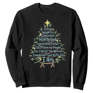 Jesus Names Christmas Tree Sweatshirt Christian Bible Verse Xmas TS10 Black Print Your Wear