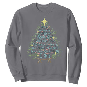 Jesus Names Christmas Tree Sweatshirt Christian Bible Verse Xmas TS10 Charcoal Print Your Wear