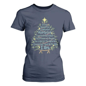 Jesus Names Christmas Tree T Shirt For Women Christian Bible Verse Xmas TS10 Navy Print Your Wear