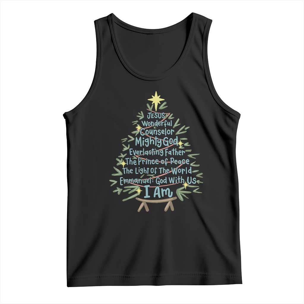 Jesus Names Christmas Tree Tank Top Christian Bible Verse Xmas TS10 Black Print Your Wear