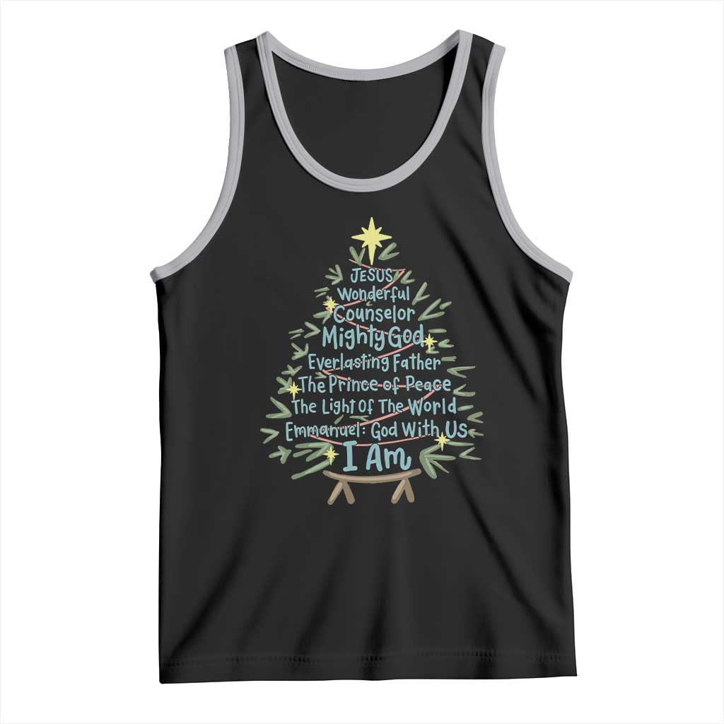 Jesus Names Christmas Tree Tank Top Christian Bible Verse Xmas TS10 Black Athletic Heather Print Your Wear