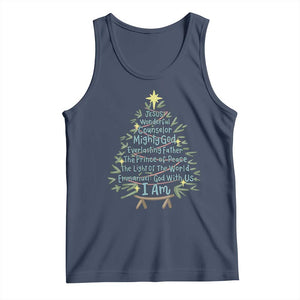 Jesus Names Christmas Tree Tank Top Christian Bible Verse Xmas TS10 Navy Print Your Wear