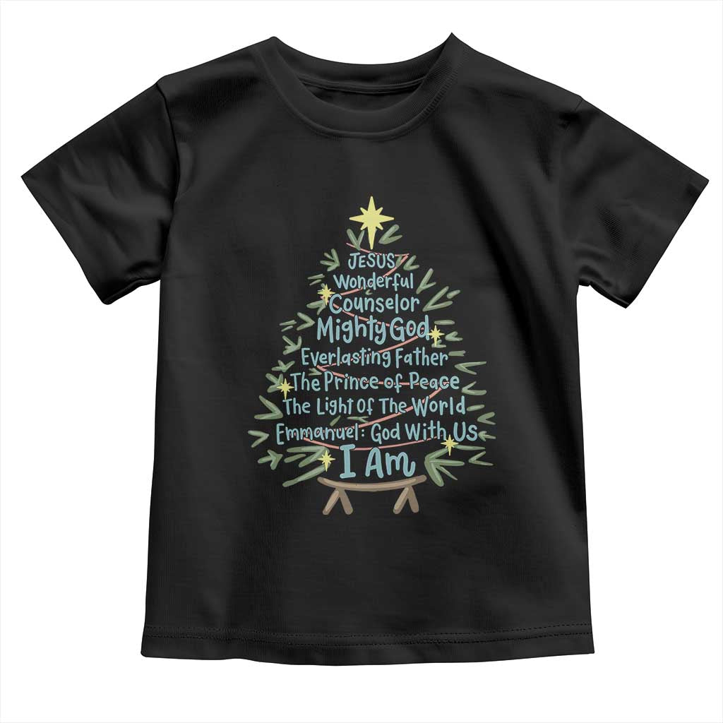 Jesus Names Christmas Tree Toddler T Shirt Christian Bible Verse Xmas TS10 Black Print Your Wear
