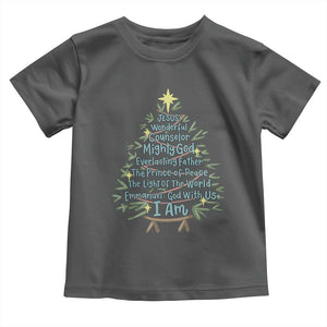Jesus Names Christmas Tree Toddler T Shirt Christian Bible Verse Xmas TS10 Dark Heather Print Your Wear